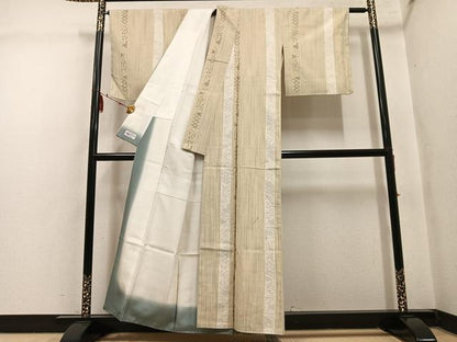 平和屋着物●結城紬　奥順　はたおり娘　80亀甲　吉祥間道　やまと誂製　証紙付き　正絹　逸品　AABM0734ph