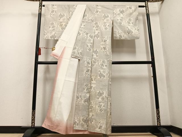 平和屋着物●本場大島紬　白大島　9マルキ　更紗文　証紙付き　正絹　逸品　AABM0741ph