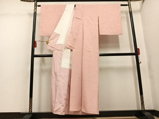 平和屋着物●上質な色無地　草花地紋　赤香色　正絹　逸品　AABM0749ph