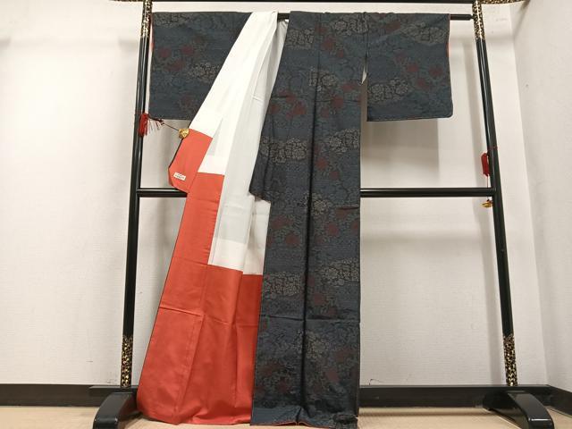 平和屋着物●本場大島紬　草花文　やまと誂製　正絹　逸品　AABM0752ph