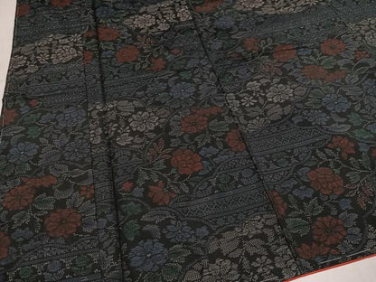 平和屋着物●本場大島紬　草花文　やまと誂製　正絹　逸品　AABM0752ph
