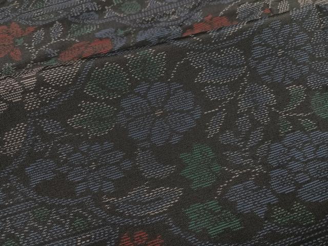 平和屋着物●本場大島紬　草花文　やまと誂製　正絹　逸品　AABM0752ph