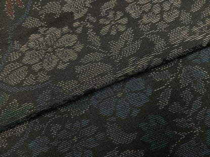 平和屋着物●本場大島紬　草花文　やまと誂製　正絹　逸品　AABM0752ph