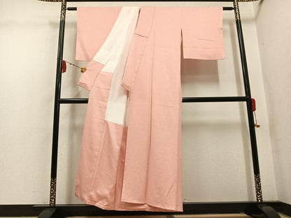 平和屋着物●上質な色無地　花地紋　赤香色　正絹　逸品　未使用　AABM0754ph
