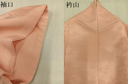 平和屋着物●上質な色無地　立波地紋　赤香色　正絹　逸品　AABM0756ph