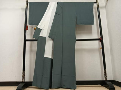 平和屋着物●上質な色無地　藍媚茶色　正絹　逸品　未使用　AABM0760ph