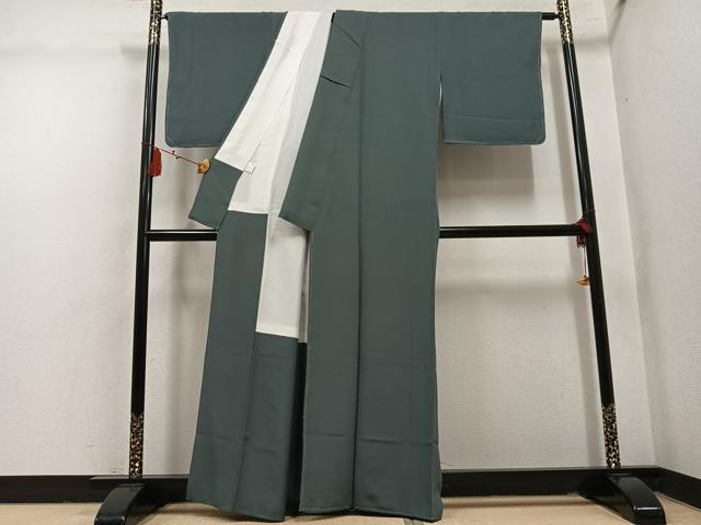 平和屋着物●上質な色無地　藍媚茶色　正絹　逸品　未使用　AABM0760ph
