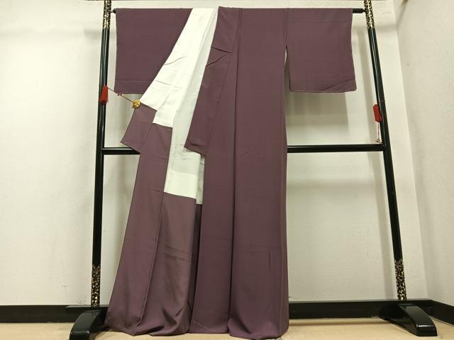 平和屋着物●上質な色無地　煤竹色　正絹　逸品　AABM0766ph