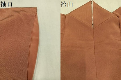 平和屋着物●江戸小紋　万筋　丹色×白橡色　正絹　逸品　AABM0768ph