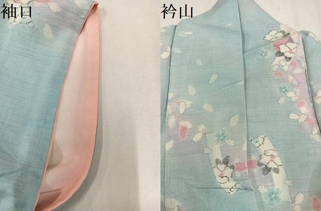 平和屋着物●小千谷紬　舞桜文　鈴乃屋扱い　正絹　逸品　AABM0773ph