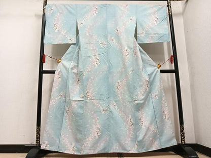 平和屋着物●小千谷紬　舞桜文　鈴乃屋扱い　正絹　逸品　AABM0773ph
