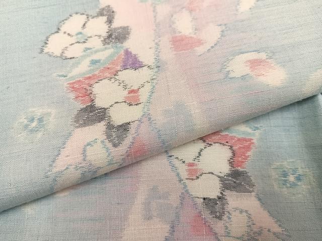 平和屋着物●小千谷紬　舞桜文　鈴乃屋扱い　正絹　逸品　AABM0773ph