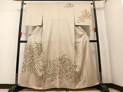 平和屋着物●訪問着　草花文　金彩　正絹　逸品　AABM0784ph