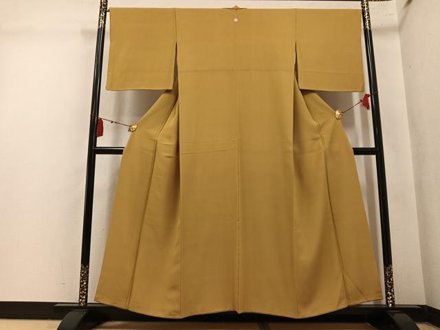 平和屋着物●上質な色無地　黄橡色　正絹　逸品　AABM0800ph