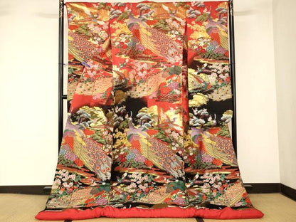 平和屋本店●色打掛　和装　婚礼　結婚式　花嫁　神社挙式　唐織　孔雀梅松光琳水　暈し染め　金糸　逸品　AABM0805fw