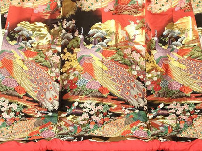 平和屋本店●色打掛　和装　婚礼　結婚式　花嫁　神社挙式　唐織　孔雀梅松光琳水　暈し染め　金糸　逸品　AABM0805fw