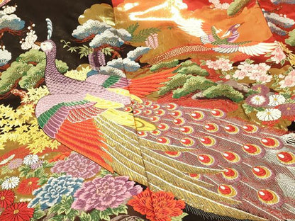 平和屋本店●色打掛　和装　婚礼　結婚式　花嫁　神社挙式　唐織　孔雀梅松光琳水　暈し染め　金糸　逸品　AABM0805fw