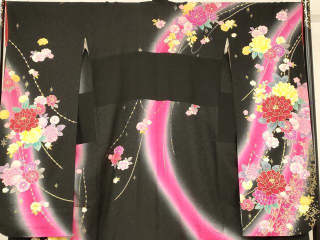 平和屋本店●お引きずり・お引き摺り・引き振袖 和装 結婚式 舞妓 芸妓 芸者 衣装 手描き 草花文 暈し染め 金彩 銀通し地 逸品 AABM0808fw