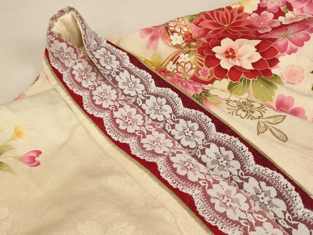 平和屋本店●お引きずり・お引き摺り・引き振袖　和装　結婚式　舞妓　芸妓　芸者　衣装　草花文　暈し染め　金糸　金彩　逸品　AABM0815fw
