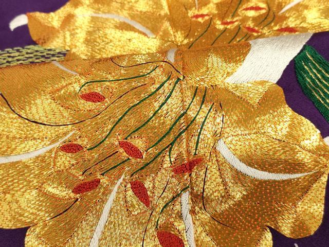 平和屋本店●中国三大刺繍　相良刺繍　色打掛　和装　婚礼　結婚式　花嫁　神社挙式　駒刺繍　百合文　金銀糸　逸品　AABM0818fw