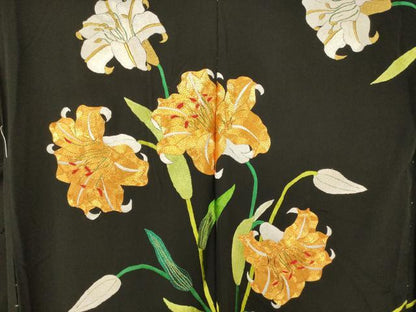 平和屋本店●中国三大刺繍 相良刺繍 お引きずり・お引き摺り・引き振袖 仮絵羽 和装 結婚式 舞妓 芸妓 芸者 駒刺繍 金銀糸 逸品 AABM0821fw