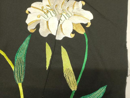 平和屋本店●中国三大刺繍 相良刺繍 お引きずり・お引き摺り・引き振袖 仮絵羽 和装 結婚式 舞妓 芸妓 芸者 駒刺繍 金銀糸 逸品 AABM0821fw