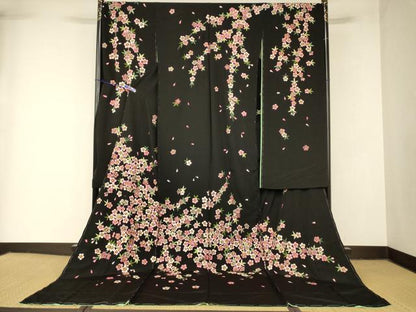 平和屋本店●中国三大刺繍 相良刺繍 お引きずり・お引き摺り・引き振袖 仮絵羽 和装 結婚式 舞妓 芸妓 芸者 衣装 金糸 逸品 AABM0822fw