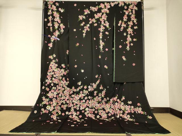 平和屋本店●中国三大刺繍 相良刺繍 お引きずり・お引き摺り・引き振袖 仮絵羽 和装 結婚式 舞妓 芸妓 芸者 衣装 金糸 逸品 AABM0822fw