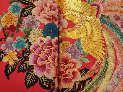 平和屋本店●中国三大刺繍　相良刺繍　色打掛　仮絵羽　和装　婚礼　結婚式　花嫁　神社挙式　駒刺繍　鳳凰草花文　金糸　逸品　AABM0825fw