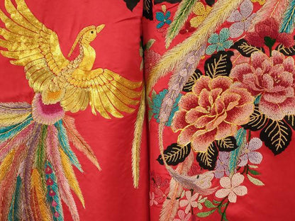 平和屋本店●中国三大刺繍　相良刺繍　色打掛　仮絵羽　和装　婚礼　結婚式　花嫁　神社挙式　駒刺繍　鳳凰草花文　金糸　逸品　AABM0825fw
