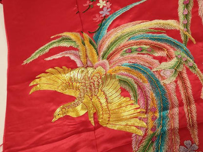 平和屋本店●中国三大刺繍　相良刺繍　色打掛　仮絵羽　和装　婚礼　結婚式　花嫁　神社挙式　駒刺繍　鳳凰草花文　金糸　逸品　AABM0825fw