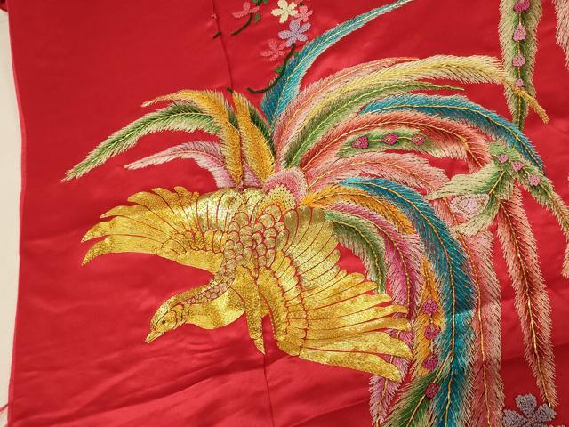 平和屋本店●中国三大刺繍　相良刺繍　色打掛　仮絵羽　和装　婚礼　結婚式　花嫁　神社挙式　駒刺繍　鳳凰草花文　金糸　逸品　AABM0825fw