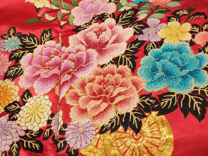 平和屋本店●中国三大刺繍　相良刺繍　色打掛　仮絵羽　和装　婚礼　結婚式　花嫁　神社挙式　駒刺繍　鳳凰草花文　金糸　逸品　AABM0825fw