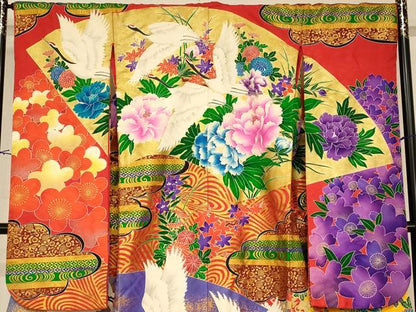 平和屋本店●色打掛　和装　婚礼　結婚式　花嫁　神社挙式　飛鶴草花地紙文　暈し染め　金彩　逸品　AABM0827fw
