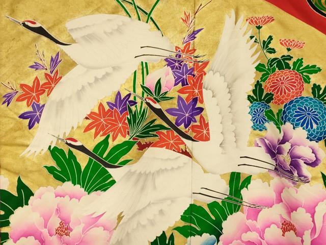 平和屋本店●色打掛　和装　婚礼　結婚式　花嫁　神社挙式　飛鶴草花地紙文　暈し染め　金彩　逸品　AABM0827fw