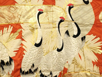 平和屋本店●色打掛　和装　婚礼　結婚式　花嫁　神社挙式　駒刺繍　飛鶴エ霞草葉文　金銀糸　金彩　逸品　AABM0829fw
