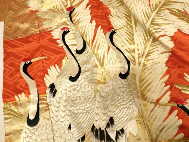 平和屋本店●色打掛　和装　婚礼　結婚式　花嫁　神社挙式　駒刺繍　飛鶴エ霞草葉文　金銀糸　金彩　逸品　AABM0829fw
