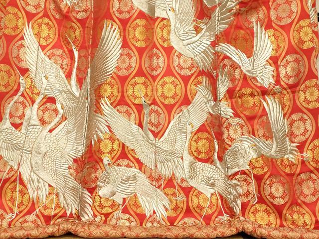 平和屋本店●色打掛　和装　婚礼　結婚式　花嫁　神社挙式　総刺繍　飛鶴立涌花丸文　金銀糸　逸品　AABM0835fw