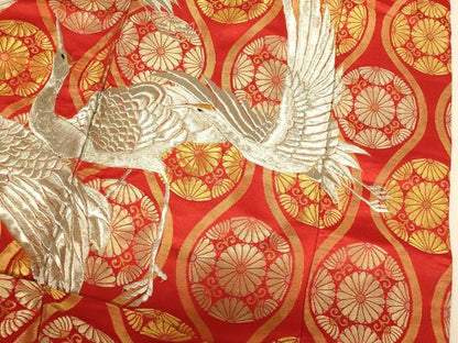 平和屋本店●色打掛　和装　婚礼　結婚式　花嫁　神社挙式　総刺繍　飛鶴立涌花丸文　金銀糸　逸品　AABM0835fw