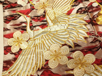 平和屋本店●色打掛　和装　婚礼　結婚式　花嫁　神社挙式　駒刺繍　唐織　山重ね枝梅飛鶴文　金銀糸　逸品　AABM0836fw