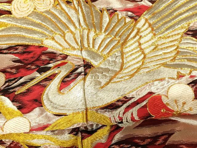 平和屋本店●色打掛　和装　婚礼　結婚式　花嫁　神社挙式　駒刺繍　唐織　山重ね枝梅飛鶴文　金銀糸　逸品　AABM0836fw