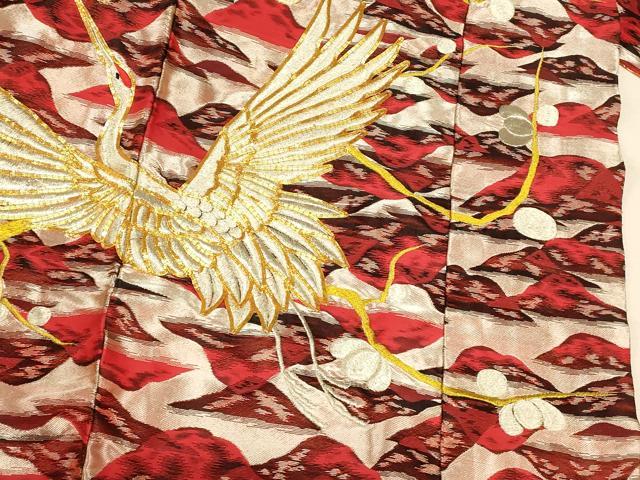 平和屋本店●色打掛　和装　婚礼　結婚式　花嫁　神社挙式　駒刺繍　唐織　山重ね枝梅飛鶴文　金銀糸　逸品　AABM0836fw