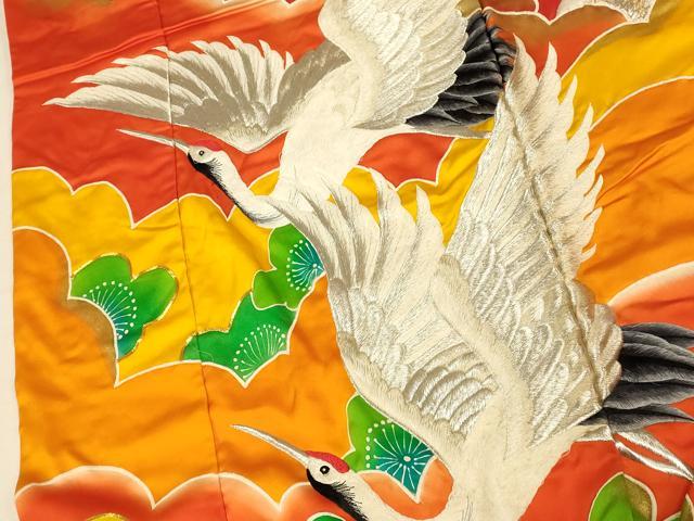 平和屋本店●色打掛　和装　婚礼　結婚式　花嫁　神社挙式　駒刺繍　飛鶴枝梅雲取り文　金彩　金銀糸　逸品　AABM0841fw