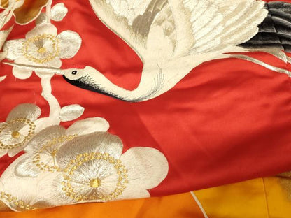 平和屋本店●色打掛　和装　婚礼　結婚式　花嫁　神社挙式　駒刺繍　飛鶴枝梅雲取り文　金彩　金銀糸　逸品　AABM0841fw