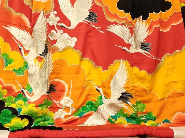 平和屋本店●色打掛　和装　婚礼　結婚式　花嫁　神社挙式　駒刺繍　飛鶴枝梅雲取り文　金彩　金銀糸　逸品　AABM0841fw