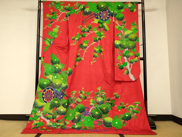 平和屋本店●お引きずり・お引き摺り・引き振袖 和装 結婚式 舞妓 芸妓 芸者 衣装 駒刺繍 花車枝梅文 金糸 金彩 逸品 AABM0844fw