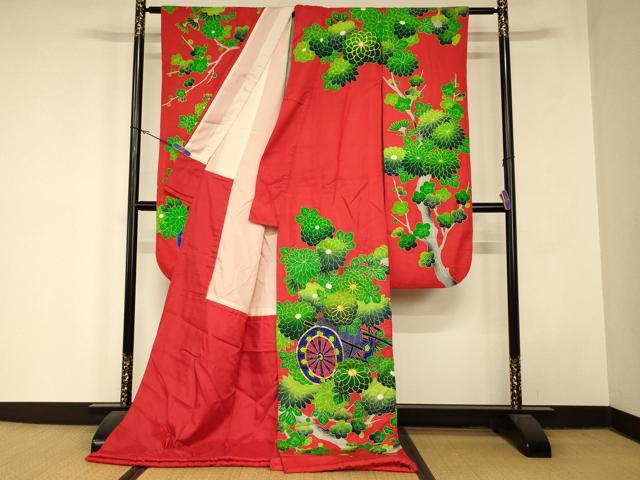 平和屋本店●お引きずり・お引き摺り・引き振袖 和装 結婚式 舞妓 芸妓 芸者 衣装 駒刺繍 花車枝梅文 金糸 金彩 逸品 AABM0844fw