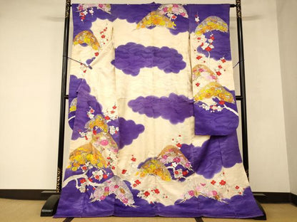 平和屋本店●お引きずり・お引き摺り・引き振袖　和装　結婚式　舞妓　芸妓　芸者　衣装　吉祥枝花文　金銀糸　逸品　AABM0850fw