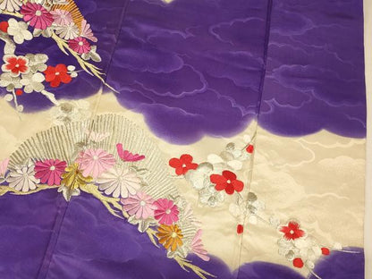 平和屋本店●お引きずり・お引き摺り・引き振袖　和装　結婚式　舞妓　芸妓　芸者　衣装　吉祥枝花文　金銀糸　逸品　AABM0850fw