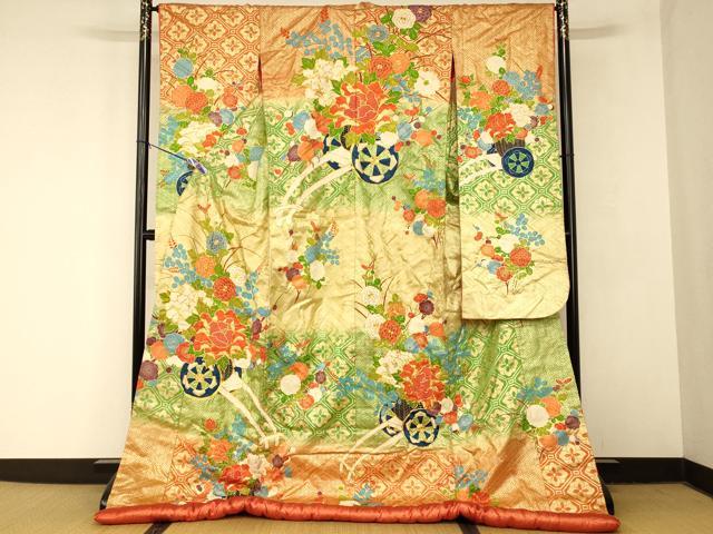 平和屋本店●色打掛　和装　婚礼　結婚式　花嫁　神社挙式　駒刺繍　吉祥花車文　暈し染め　金糸　金彩　逸品　AABM0851fw
